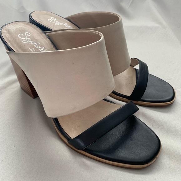 Seychelles Shoes - Seychelles Black Tan Heeled Mule Slides 8